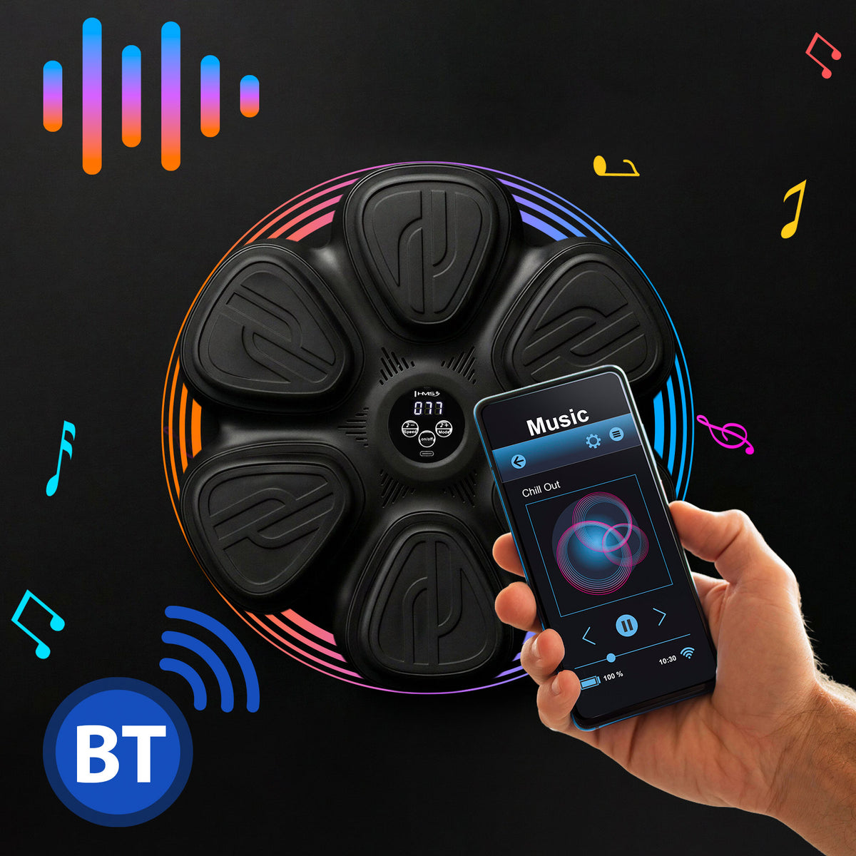 TB12 INTELIGENTS MŪZIKAS BOKSA APARĀTS BLUETOOTH AR CIMDIEM HMS