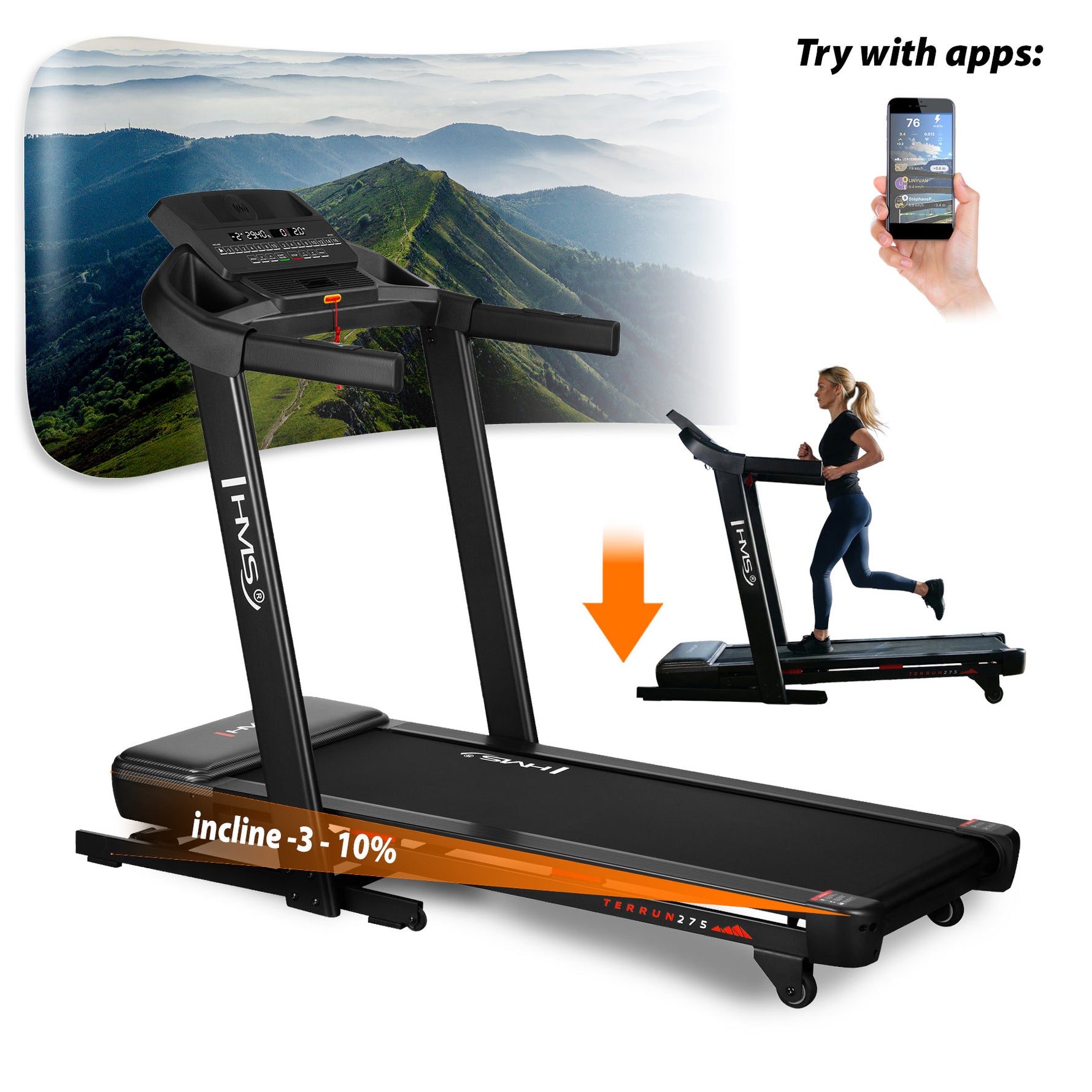 Skrejceliņš TERRUN275 HOME TREADMILL WITH INCLINE AND DECLINE ADJUSTMENT HMS