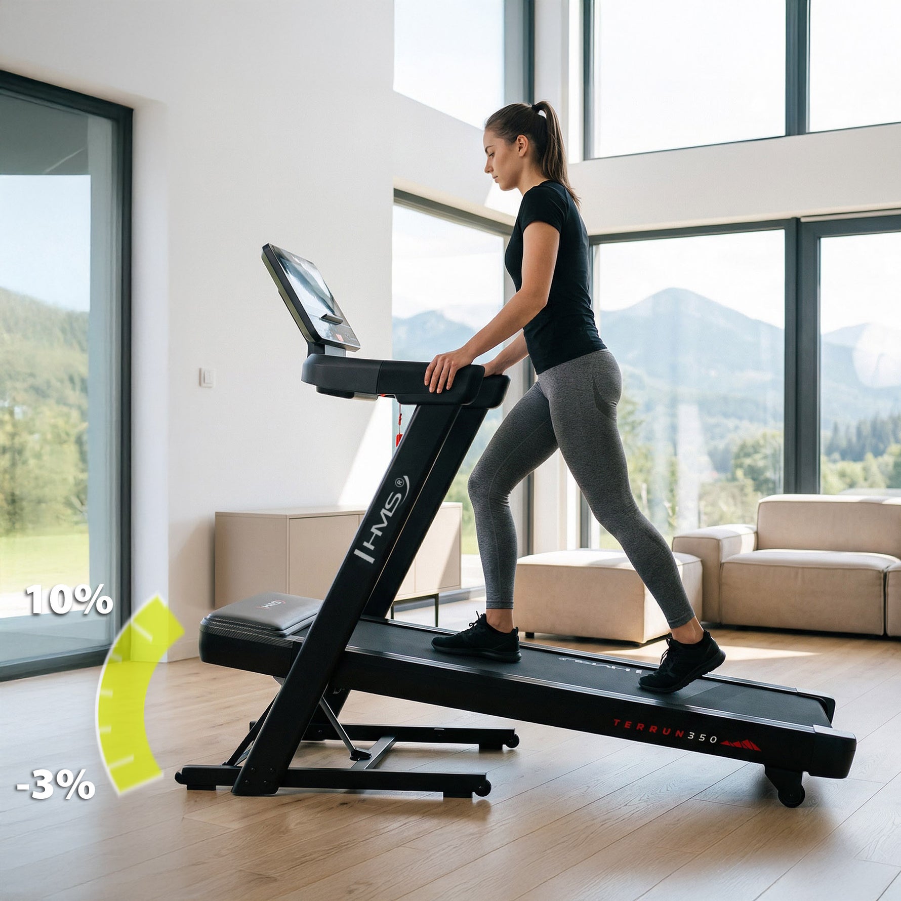 Skrejceliņš TERRUN350 HOME TREADMILL WITH INCLINE AND DECLINE ADJUSTMENT HMS