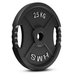 Gumijots svaru disks 50 mm TOD25 OLIMPIC PLĀKSNE MELNA 25 KG HMS