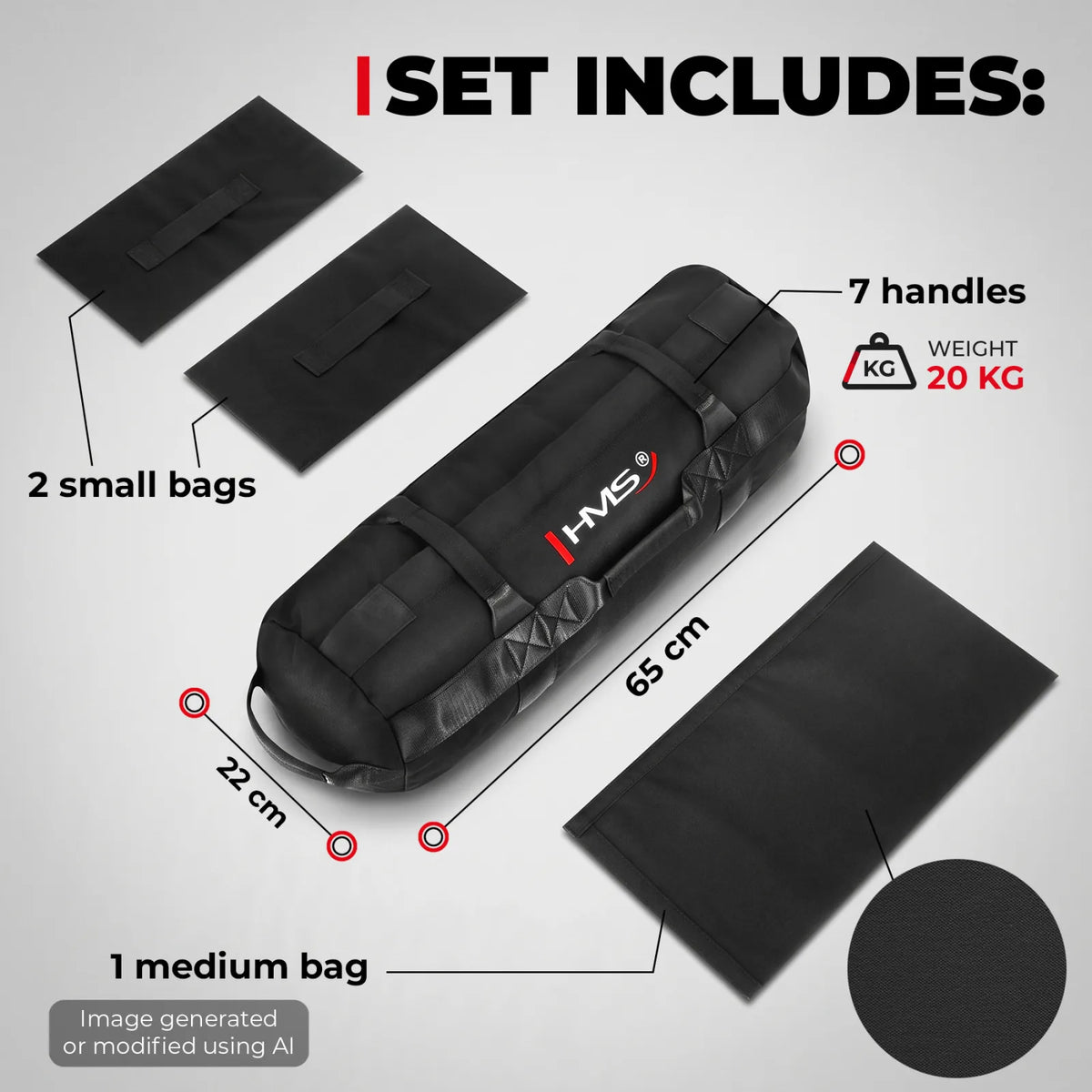 WSW20 SMILŠU SOMA – 20 KG PIEPILDĒJAMS TRENIŅU SOMA HMS