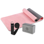 Komplekts YOGA SET HMS MAT TPE LIGHT PINK YM10 + GRAY BLOCK KJ02 + STRAP SJ02