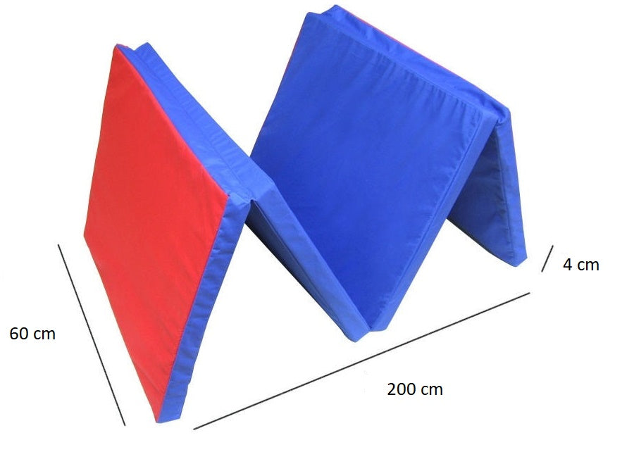 Saliekamais vingrošanas matracis SANRO 200x60x4cm, zils-sarkans