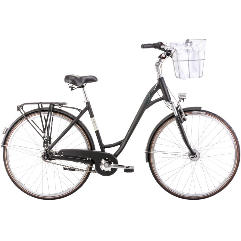 Velosipēds ROMET Art Deco Lux, ar priekšējo grozu, melns (M)
