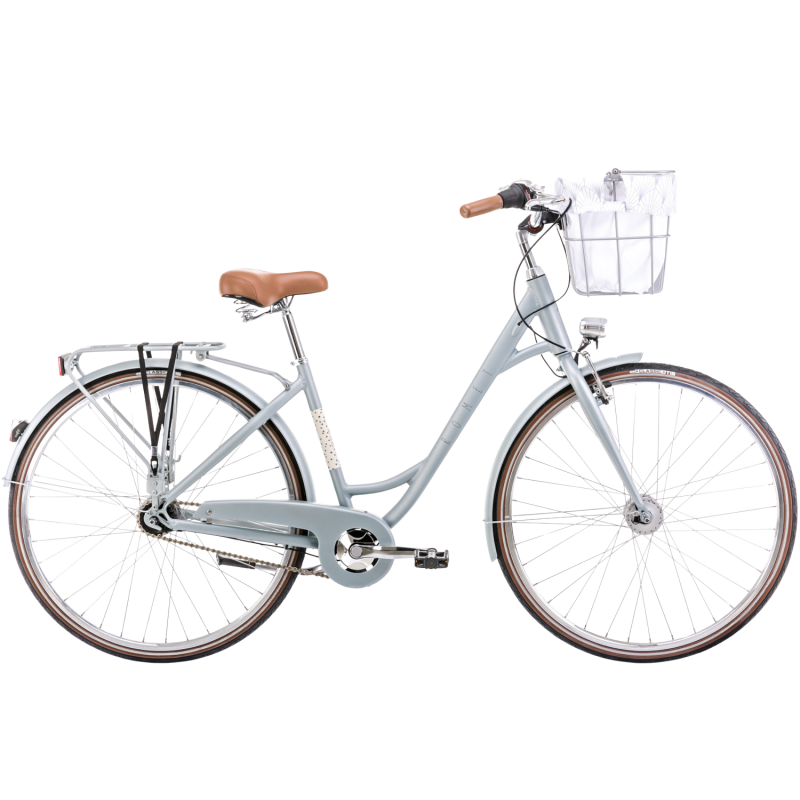 Velosipēds ROMET Pop Art Lux, ar priekšējo grozu, pelēks (L)
