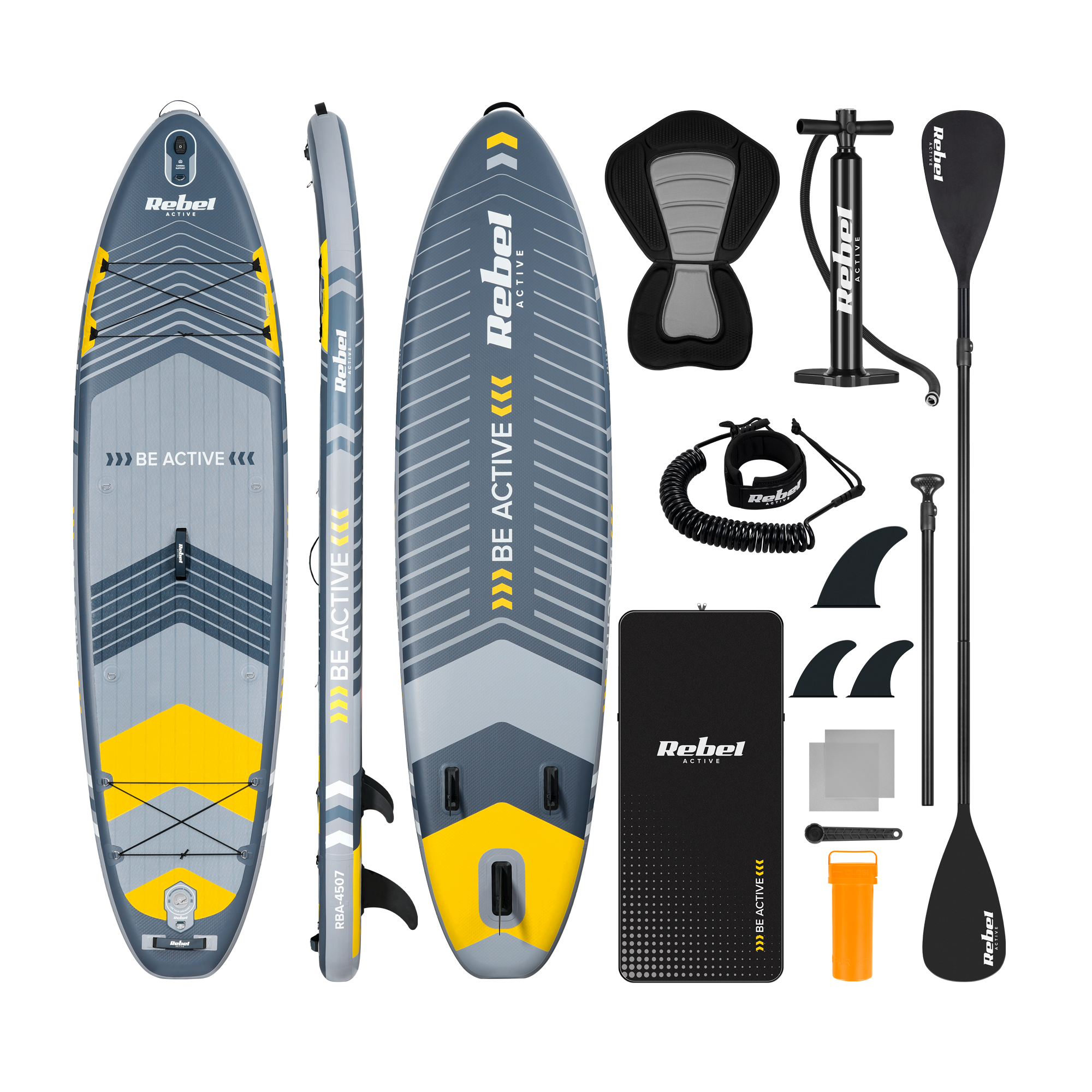 Sup dēlis piepūšams REBEL ACTIVE RBA-4507 SUP dēlis - pelēks