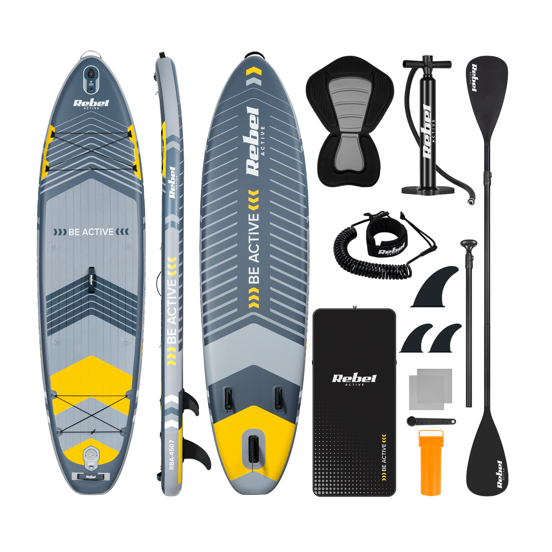 Sup dēlis piepūšams REBEL ACTIVE RBA-4507 SUP dēlis - pelēks