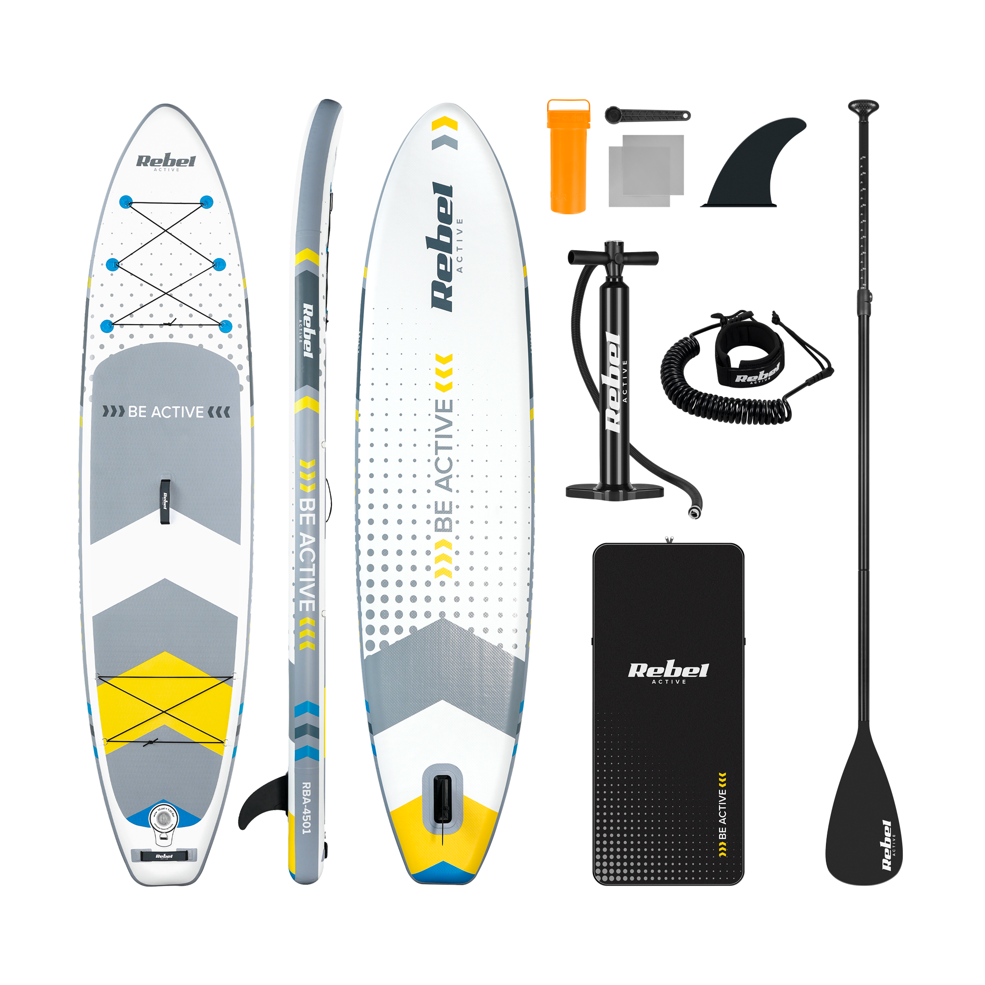 Sup dēlis piepūšams REBEL ACTIVE RBA4500 SUP dēlis - balts