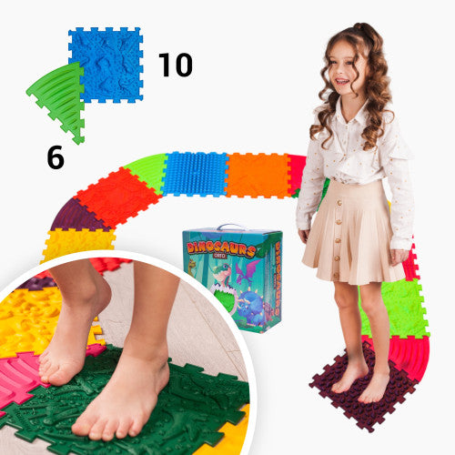 Masāžas paklājiņš Ortek Dinosaurs Puzzle 10 elementi + 6 trijstūri