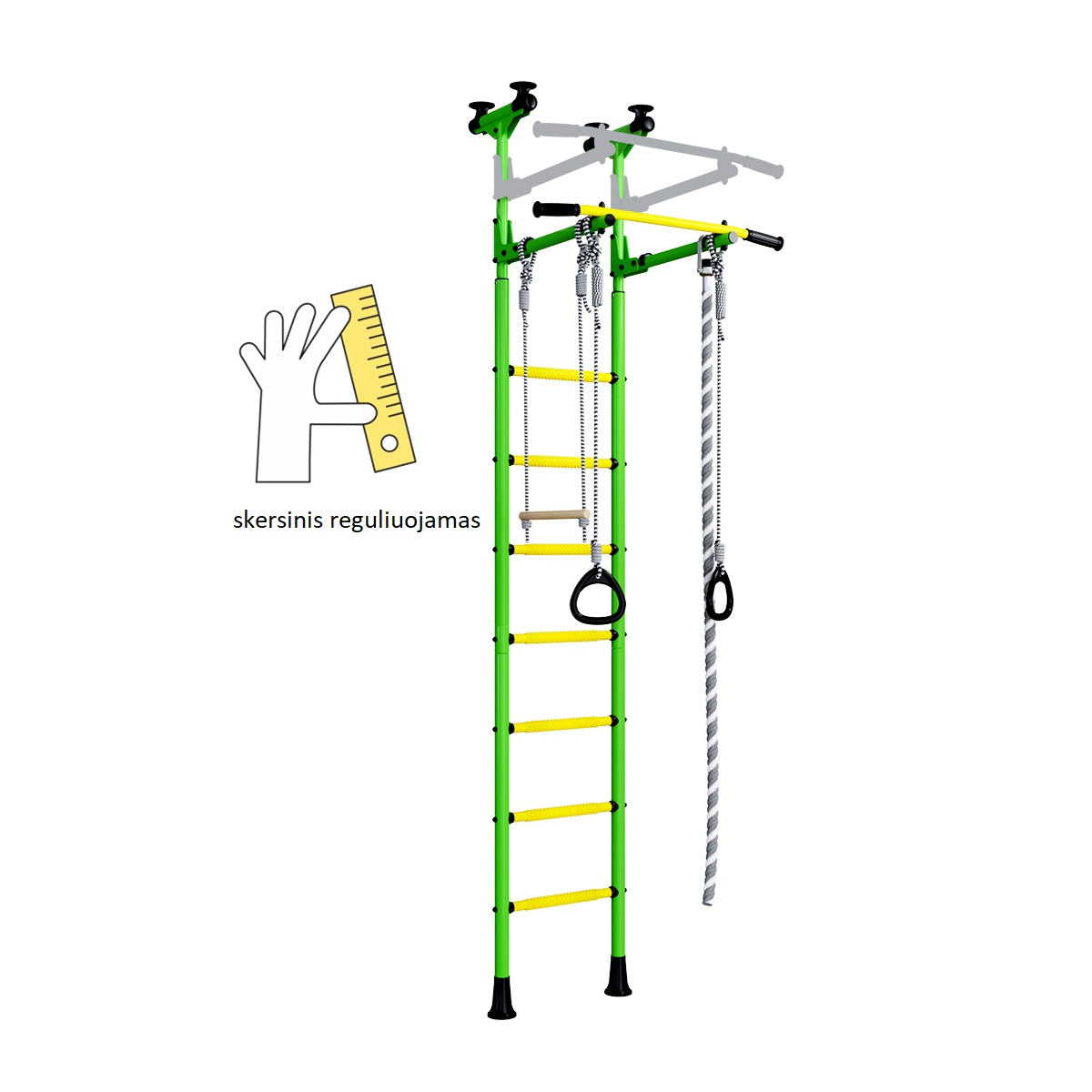 Sporta komplekss (vingrošanas siena) ROMANA Econom 2 zaļi-dzeltens, 243-280x41 cm