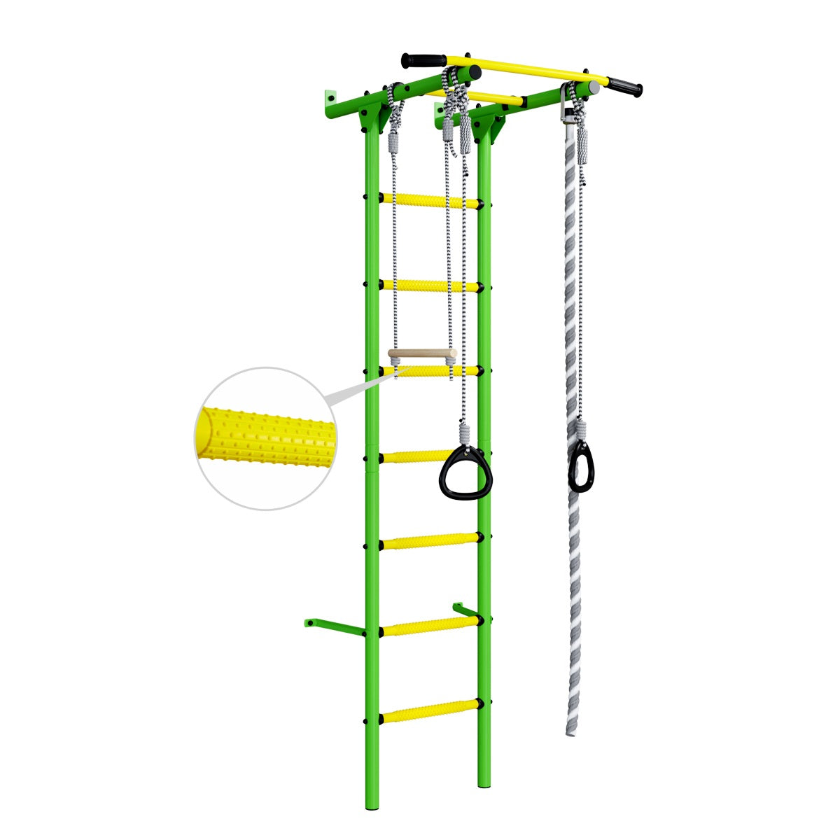 Sporta komplekss (vingrošanas siena) ROMANA Econom 2 zaļi-dzeltens, 243-280x41 cm