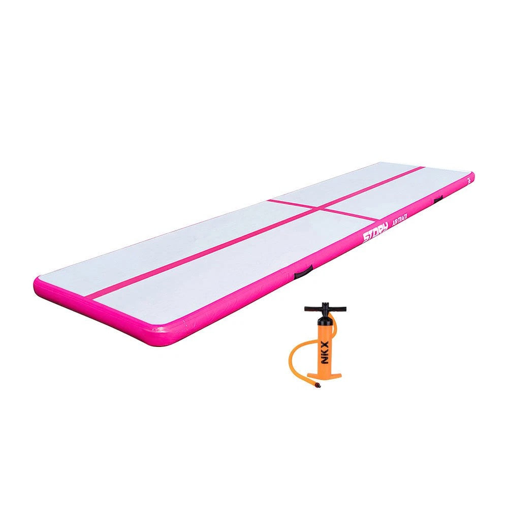 Piepūšams vingrošanas matracis Story Airtrack 4m x 1m x 10cm Rozā