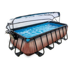 EXIT Koka baseins 400x200x100cm ar smilšu filtra sūkni un kupolu - brūns