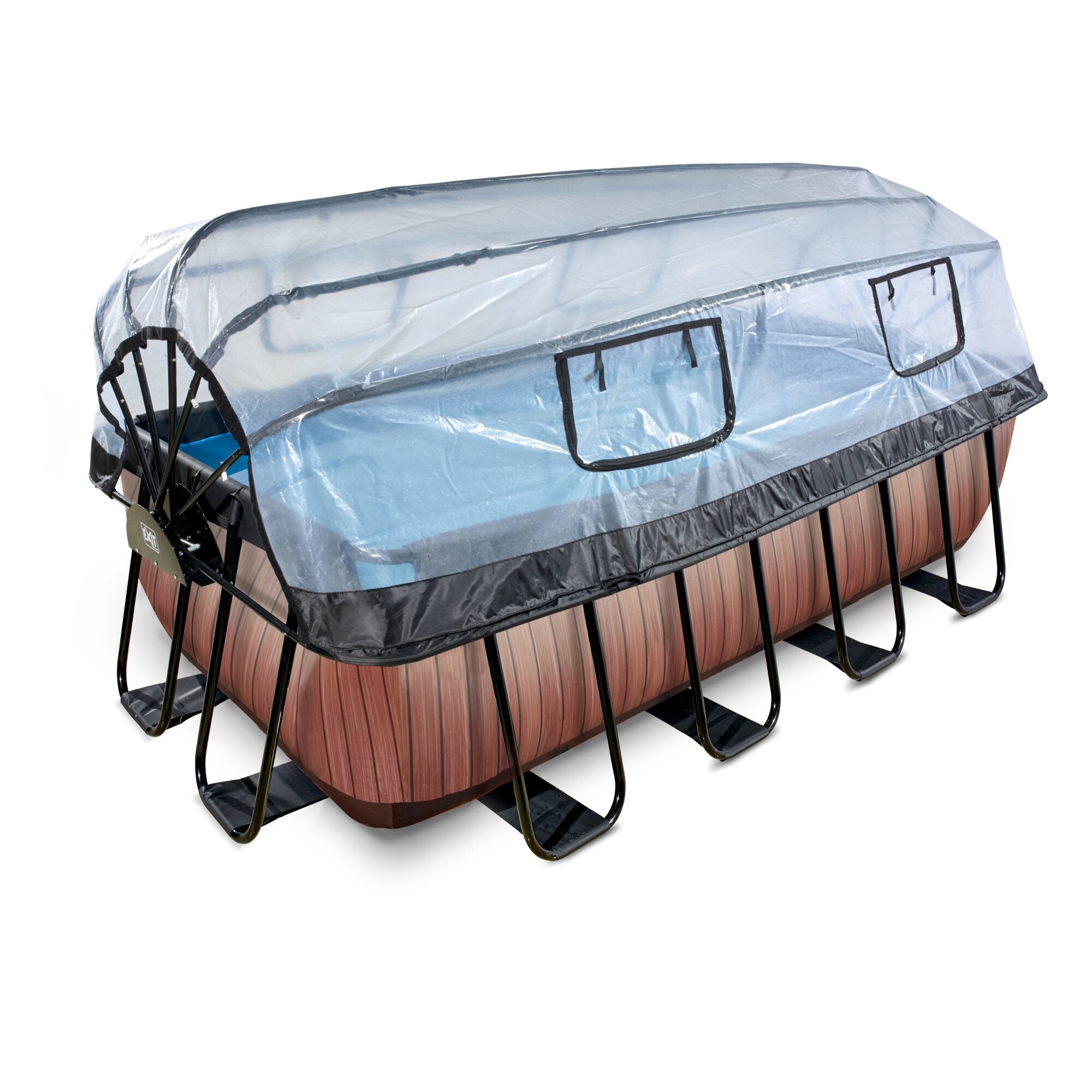 Baseins EXIT Wood pool 400x200x122cm  ar smilšu filtru un nojumi - brown