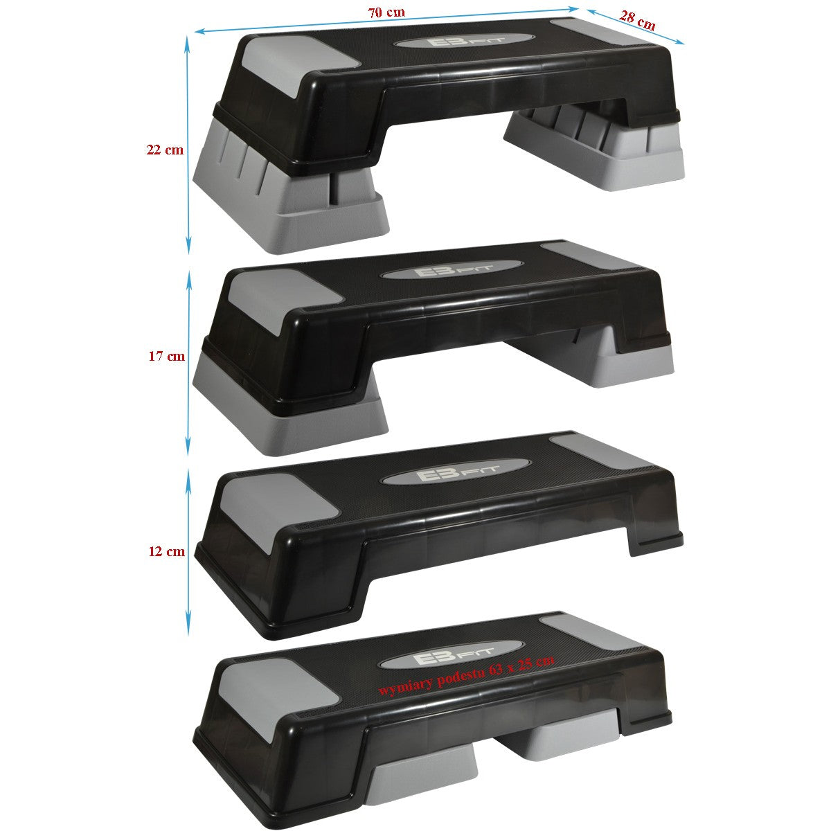 Step do aerobicu 70x28cm 3 stopniowa regulacja Eb fit