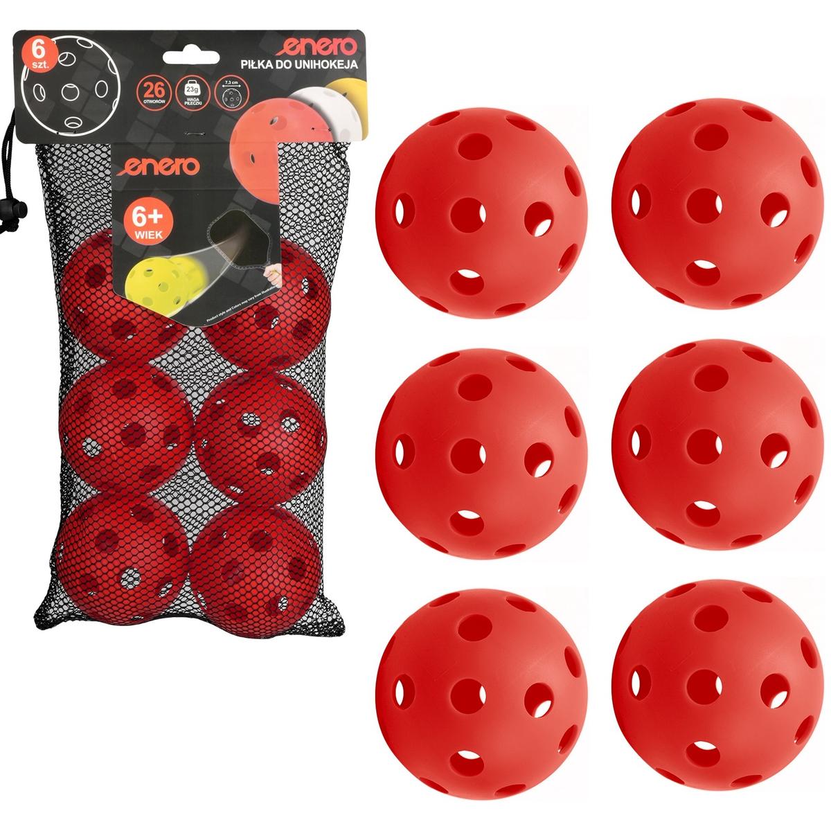 UNIHOC Spēļu bumbas sarkanas Enero 6 gab.