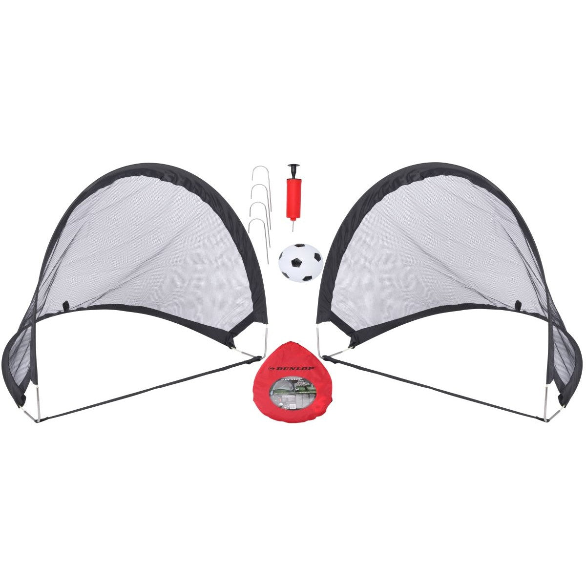 2 POP UP FUTBOLA VĀRTU KOMPLEKTS 120x86x86cm DUNLOP + Aksesuāri