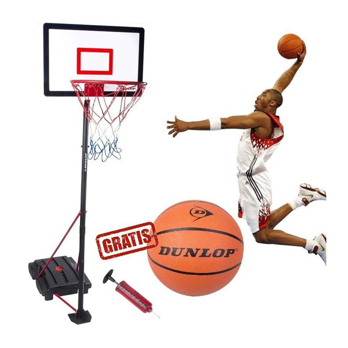 Regulējams basketbola komplekts Dunlop 1.65-2.05m 3w1