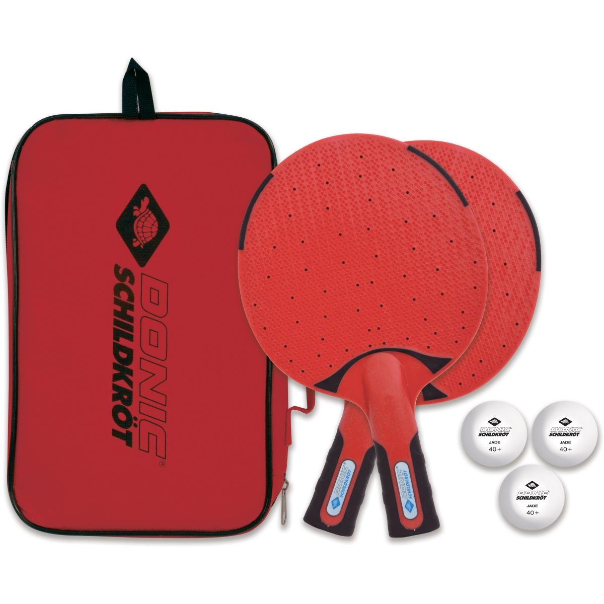 Donic Outdoor laikapstākļiem izturīgs galda tenisa komplekts ar 2 raketēm un 3 bumbiņām