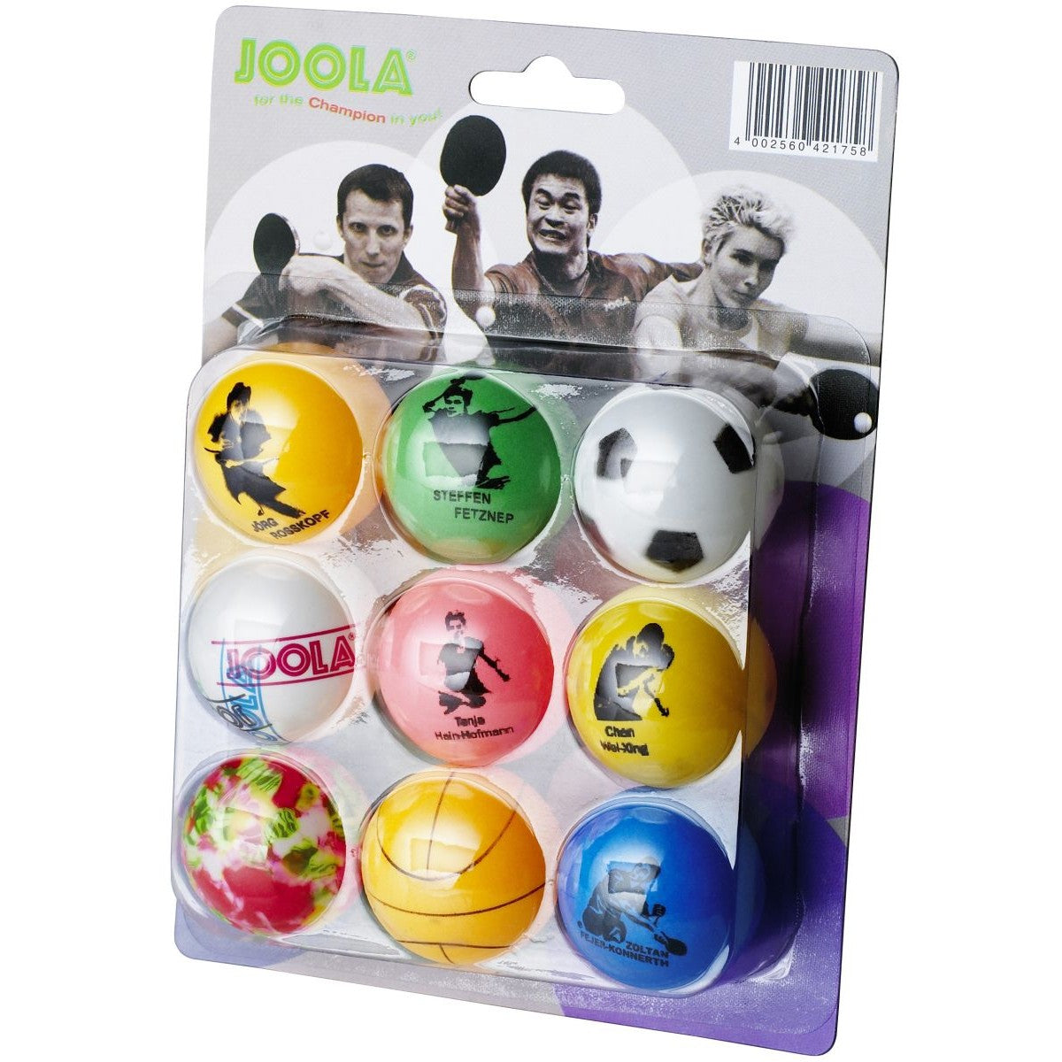Krāsainas galda tenisa bumbiņas 9 gab. JOOLA FUN