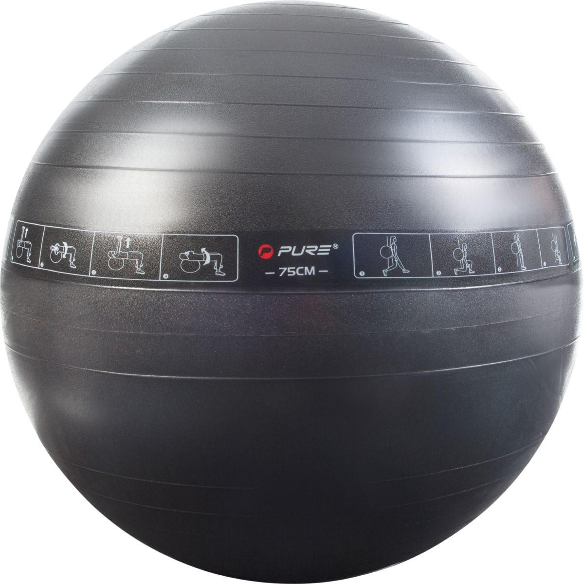 Fitnesa bumba 75 cm melna Pure 2 Improve