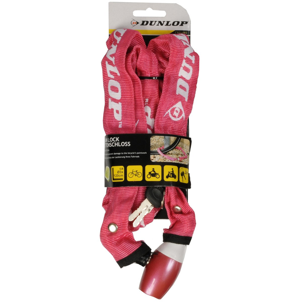 Velosipēda slēdzenes ķēdes slēdzene 120cm Dunlop - Rozā