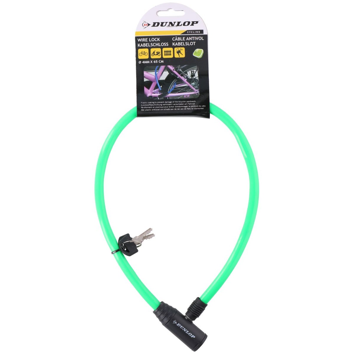 Dunlop velo slēdzenes troses atslēga 0,4x65cm - zaļa