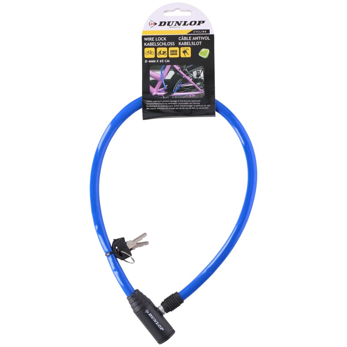Dunlop velo slēdzenes troses atslēga 0,4x65cm - zila