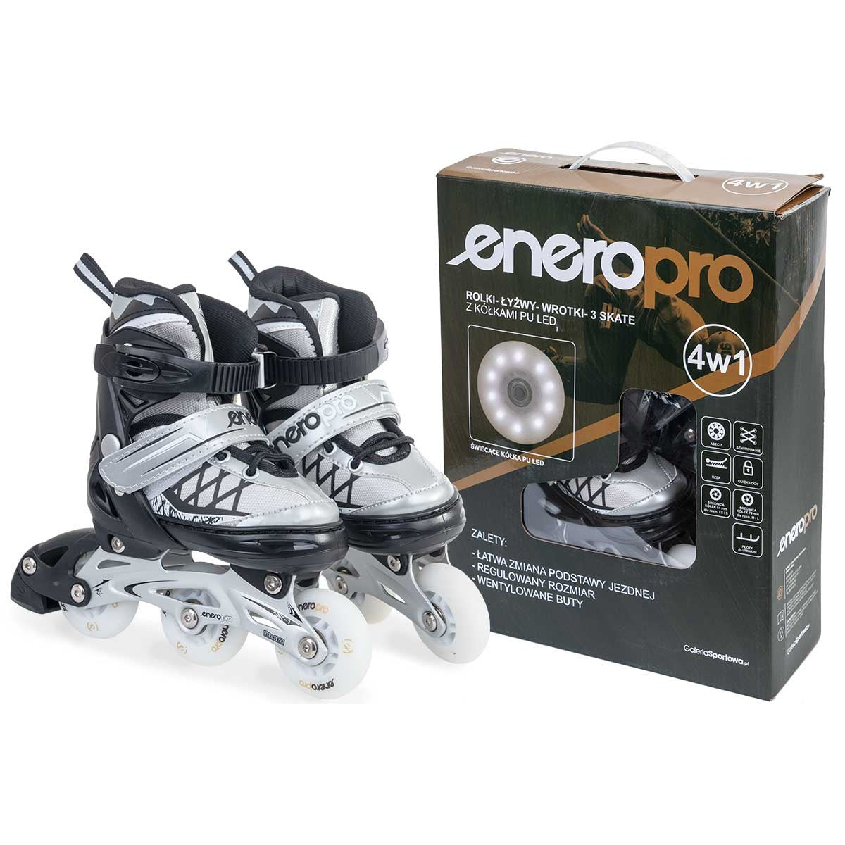 Skrituļslidas - Slidas - 4 vienā ENERO PRO LED 26 -29 Grey