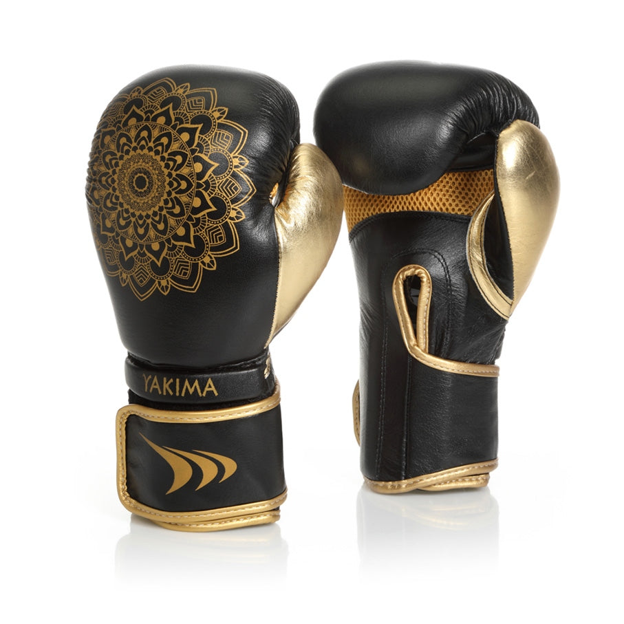 MANDALA BLACK/GOLD sieviešu cimdi 8 oz Yakimasport