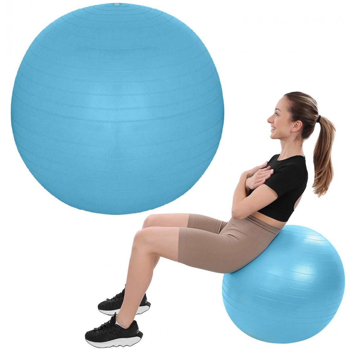 Fitnesa bumba 65 cm, pretspridzināšanas, zila