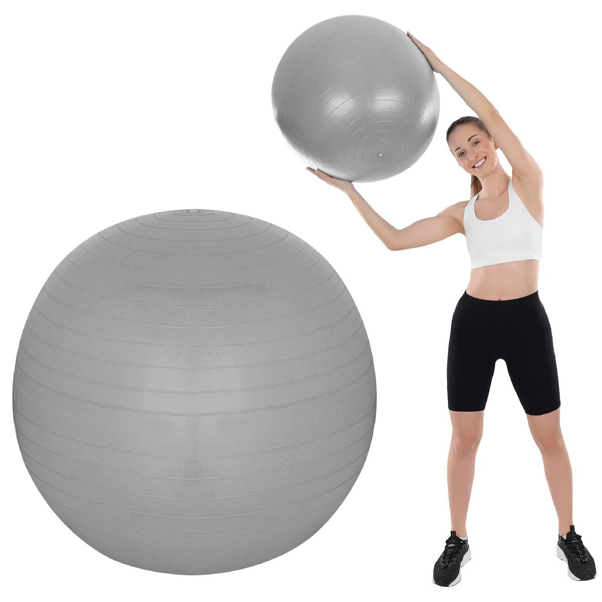 Fitnesa bumba 55cm pretuzsprādzienbēguma pelēka