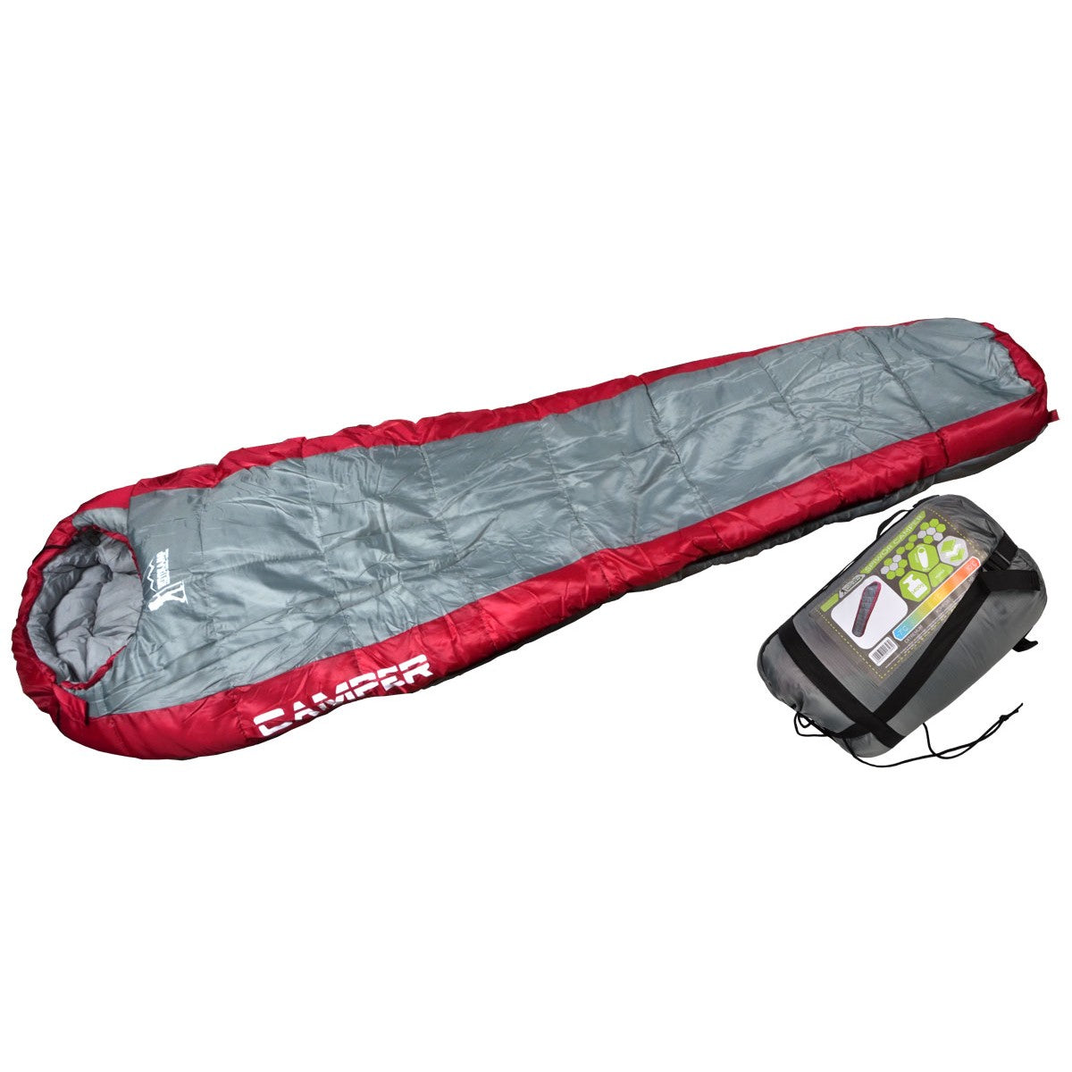 Guļammaiss Camper pelēks sarkans 220X80x50cm Enero Camp