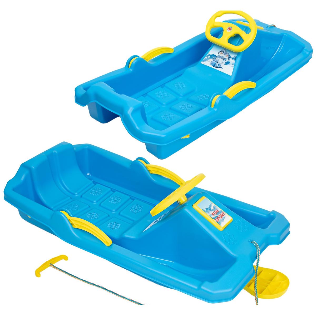 PLASTMASAS RAGAVAS AR BREMZI UN STŪRI ADAŚ 84x43x25CM ZILAS
