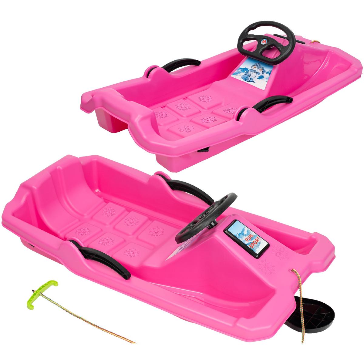PLASTMASAS RAGAVAS AR BREMZI UN STŪRI ADAŚ 84x43x25CM ROZĀ