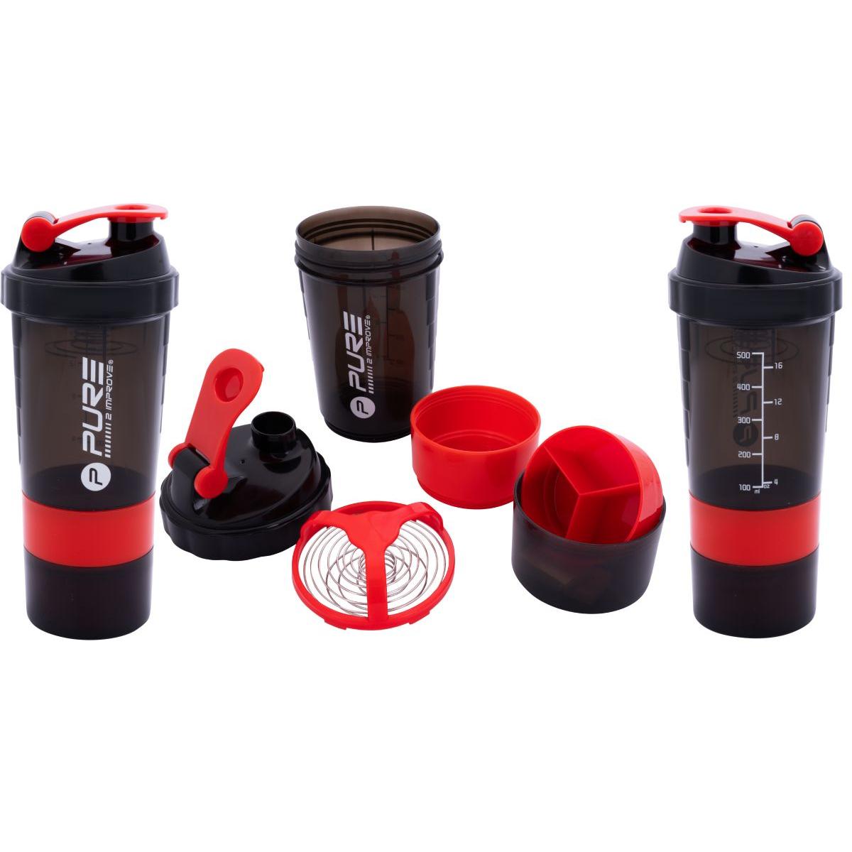 BIDON FITNESS ŠEIKERIS 500ML PELĒKS SARKANS PURE 2 IMPROVE
