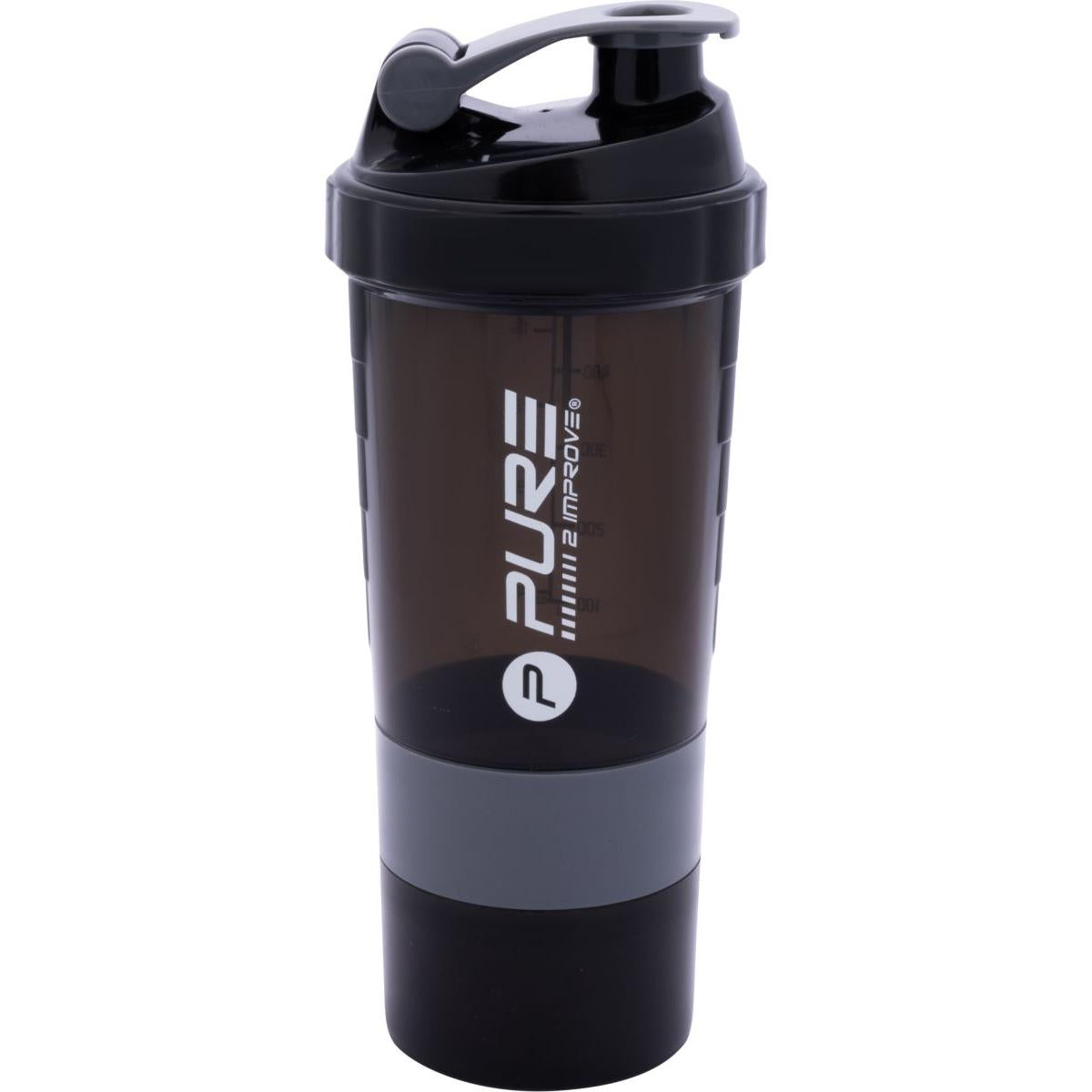 BIDON FITNESS ŠEIKERIS 500ML MELNS PELĒKS PURE 2 IMPROVE