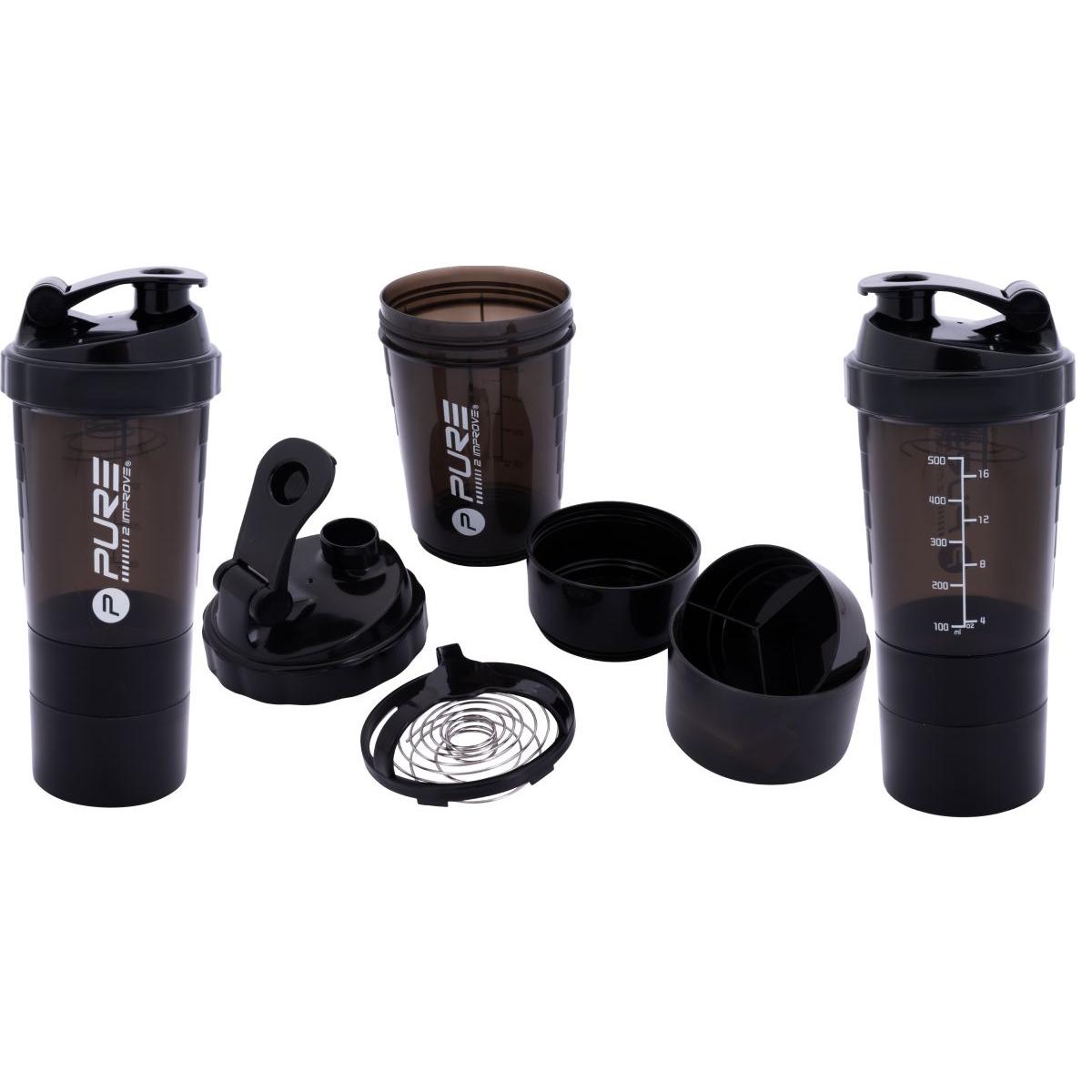 BIDON FITNESS ŠEIKERIS 500ML MELNS PURE 2 IMPROVE