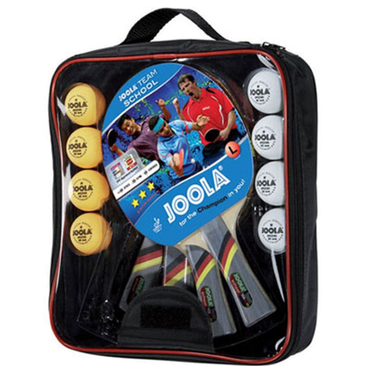 Galda tenisa komplekts JOOLA School 4 raketes 8 bumbiņas un soma