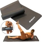 Fitnesa paklājiņš NBR pretslīdes pārklājs 183x61x1,5cm melns + Enero Fit pārvalks
