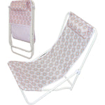 Salokāms pludmales krēsls ar galvas balstu, zils un oranžs