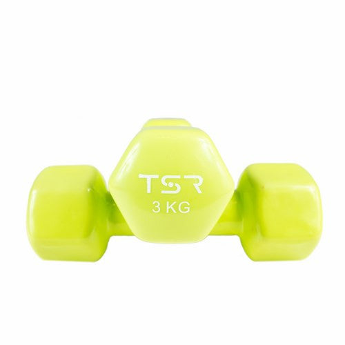 Vinila hanteles TSR: krāsa - zaļa, svars - 3 kg (2gab.)