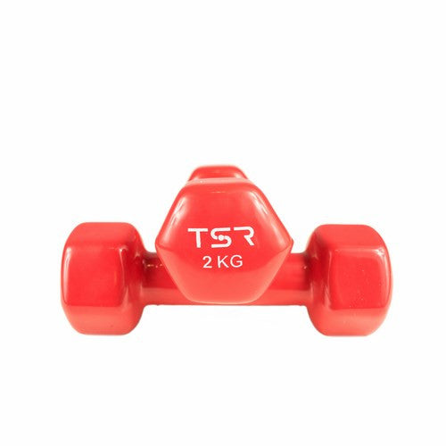Vinila hanteles TSR: krāsa - sarkana, svars - 2 kg (2gab.)
