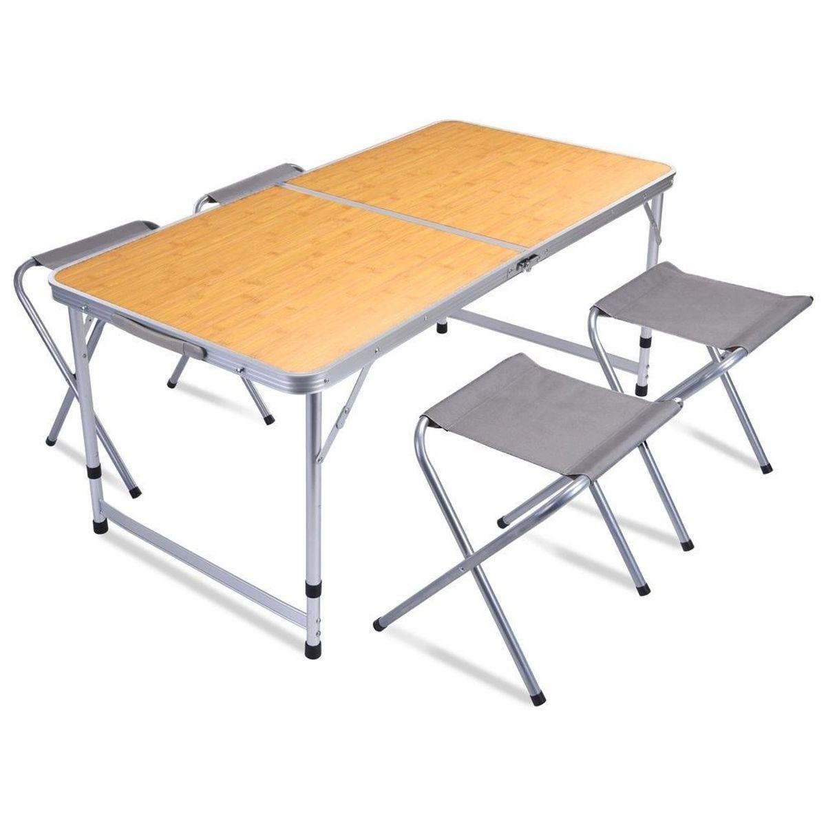 TŪRISMA GALDS 120x60x70/62/55cm UN 4 KRĒSLI 33x27x35cm REDCLIFFS BAMBOO