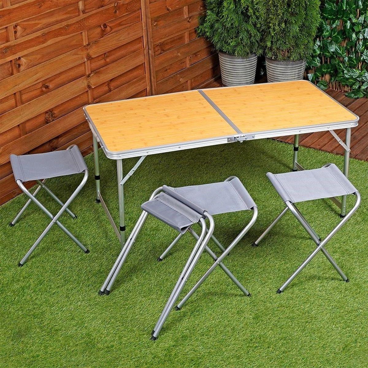 TŪRISMA GALDS 120x60x70/62/55cm UN 4 KRĒSLI 33x27x35cm REDCLIFFS BAMBOO