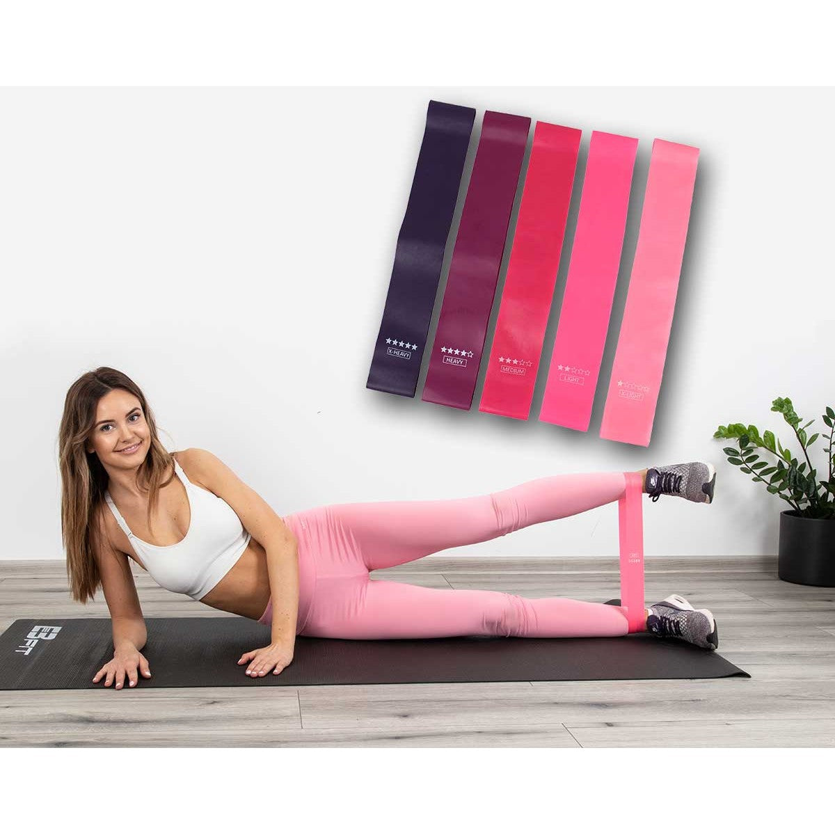 Pretestības gumiju komplekts fitness crossfit mini band 5w1 Eb fit