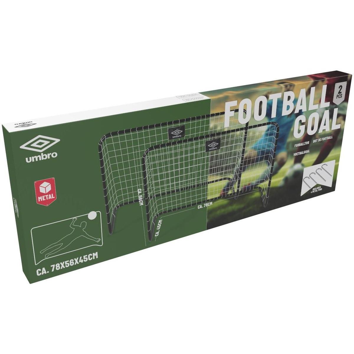 2 FUTBOLA VĀRTU KOMPLEKTS AR TĪKLU 78x56x45CM UMBRO