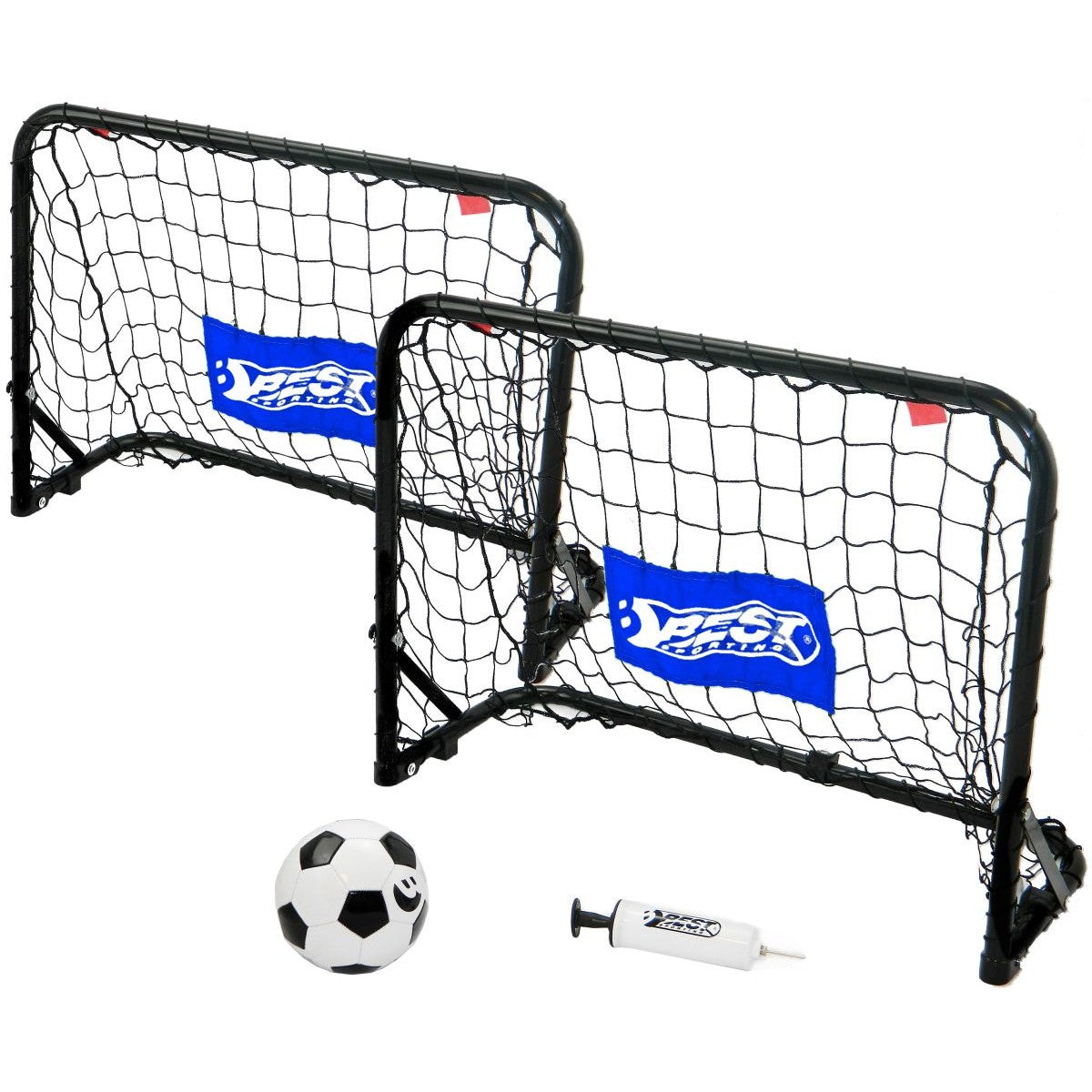 Komplekts 2 metāla futbola vārti ar tīklu 60x45x24cm