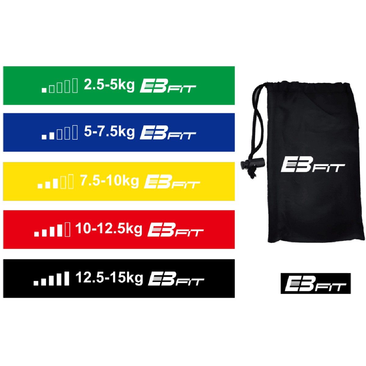 Pretestības gumiju komplekts fitness crossfit mini band 5W1 Eb fit