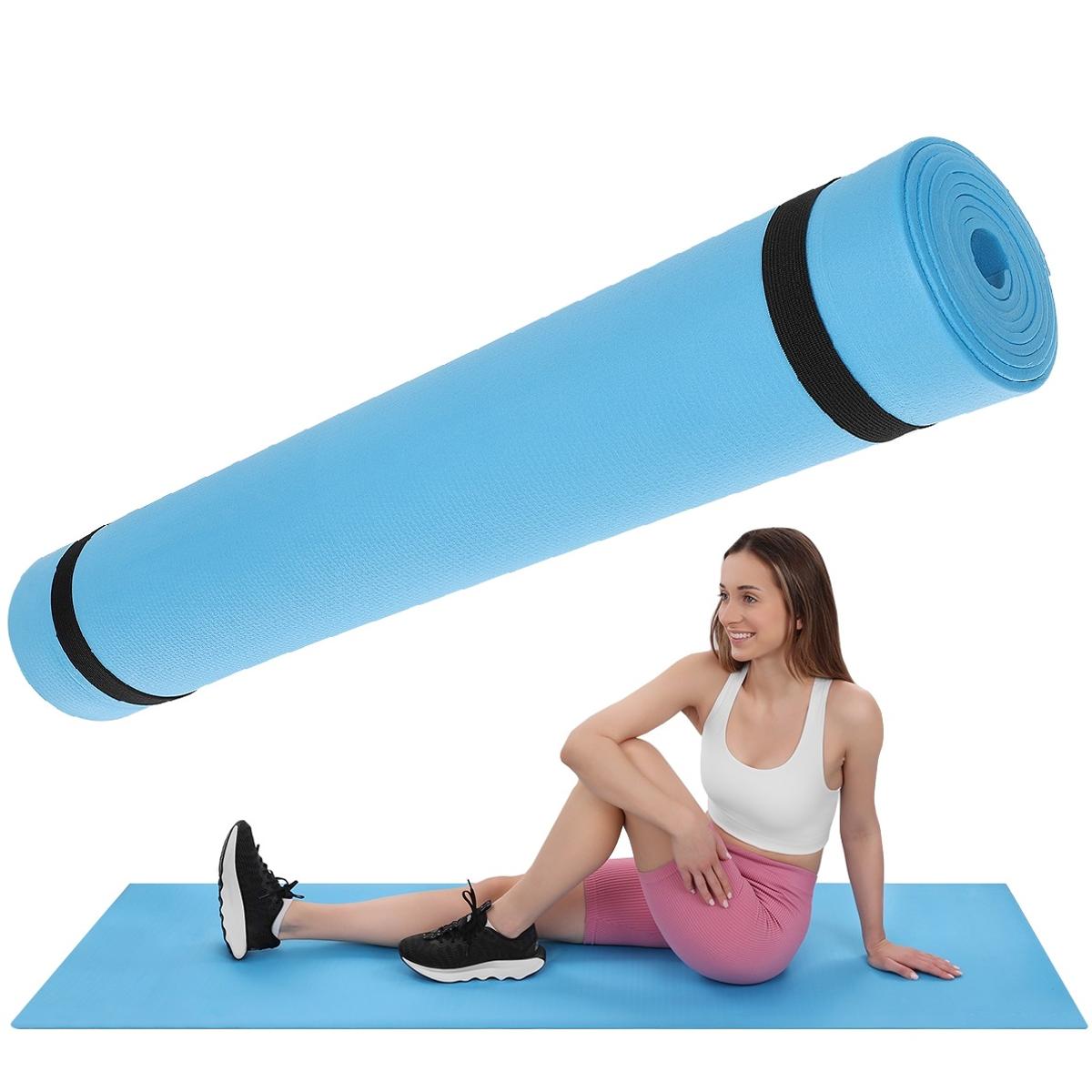 Fitnesa paklājiņš jogai, pilates, EVA, 180x60x0.4cm, zils